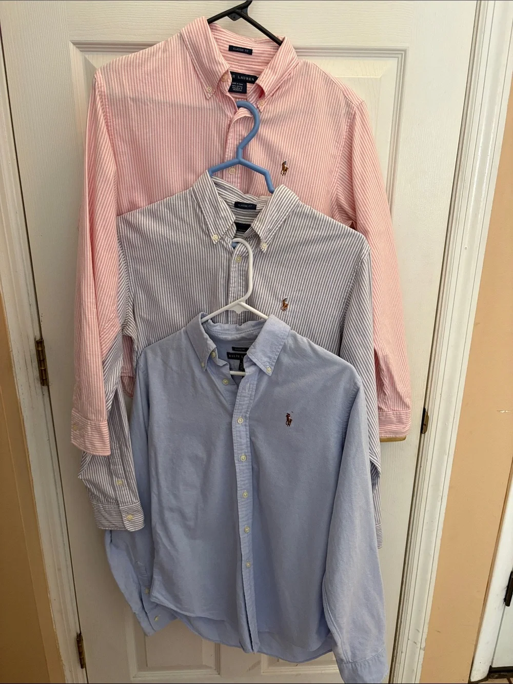 Ralph Lauren Boys Button-Down Shirts Pink, Blue, White Stripe size 12 lot of 3!